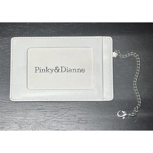 Pinky & Diane ID Card Case Luggage Chain Wallet White Leather Business Cards